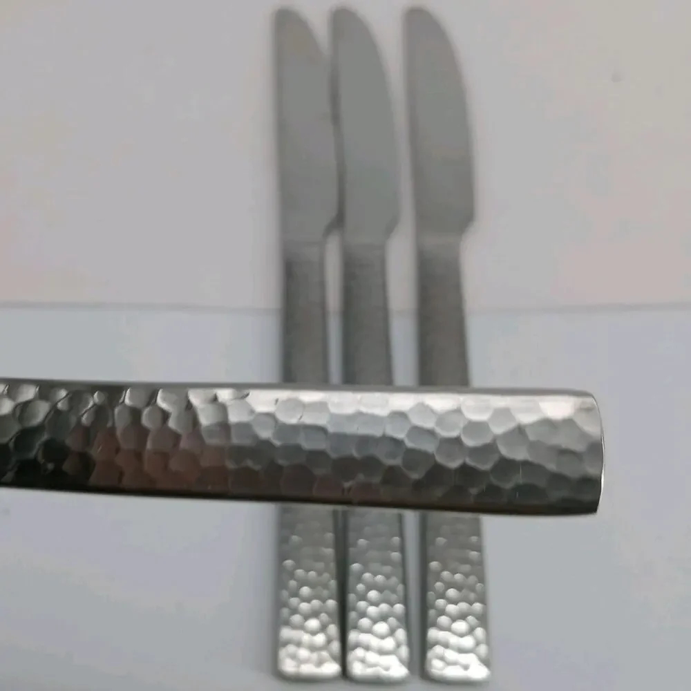 4X BK Splendide 18/10 Stainless Butter Dinner Knives Hammered Mali David Shaw